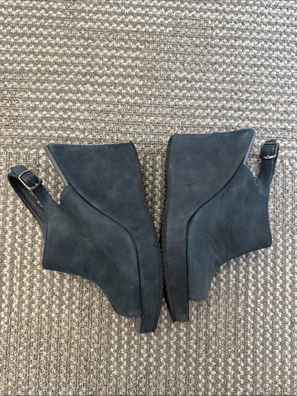 Cordani Navy Slingback Leather Wedges, size EU 38/ US 8